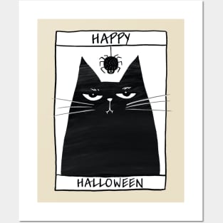 Halloween cute black cat. Posters and Art